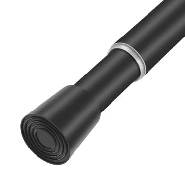 Imagem de Varão de cortina de chuveiro ajustável preto 71-132 cm, 1 peça, 2,8 cm de diâmetro, antiderrapante, resistente, mola de tensão, sem furadeira, para janelas, banheiro, cozinha, armário, porta, 22TD28