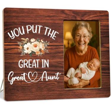 Imagem de LUERHUI Moldura de presente de anúncio de bebê da sobrinha sobrinha, You Put the Great Aunt em molduras de madeira da tia-avó