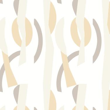 Imagem de Descole e cole papel de parede floral vintage boho, papel de parede removível autoadesivo para quarto, banheiro, cozinha e móveis - papel de parede amigável para locatários (branco, 43,9 cm x 500,1 cm