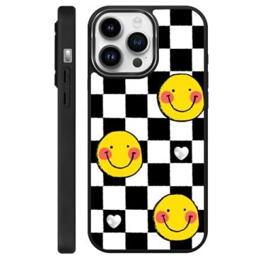 Imagem de Zhhoya Capa para iPhone 14, tabuleiro de xadrez, preto, branco, estampado, preto, estético, magnético, capa protetora engraçada para mulheres, homens, meninos e meninas