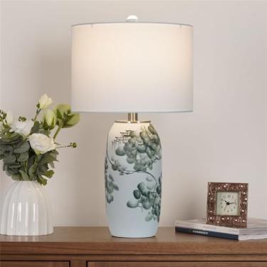 Imagem de Luminária de mesa contemporânea de cerâmica, estilo americano, luxuosa, com LED, para sala de estar, quarto, escritório, casa de campo, hotel ou mesa de cabeceira (Estilo 281)