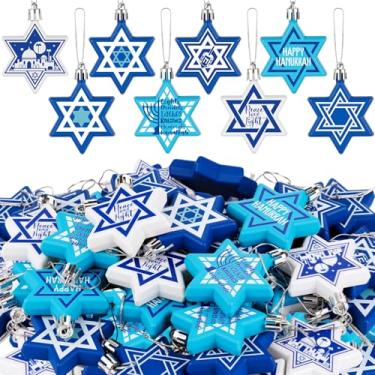 Imagem de Jenaai 36 peças de enfeites de Hanukkah para árvore estrela de Davi, enfeites de menorá brancos e azuis, decorações de Hanukkah para casa, presentes de festa de Natal judaica, bolas de anucá
