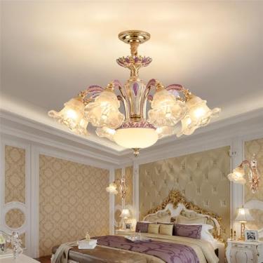 Imagem de Lustre de cristal de luxo europeu com LED, estilo americano, para sala de estar, restaurante, quarto, casa de campo, hotel, loja de roupas, salão de beleza, café (8 lâmpadas).