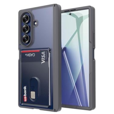 Imagem de LTLMYDAM Capa protetora de tela para Samsung Galaxy Z Fold 7, capa fina com dobradiça e compartimento para cartão com absorção de choque, cinza, dobrável 7