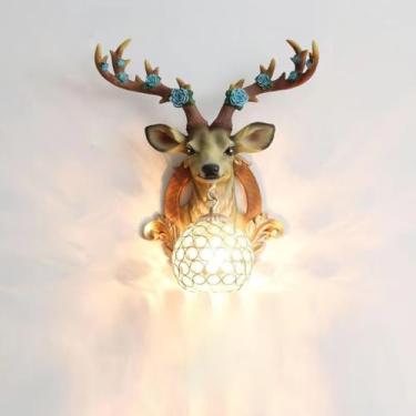 Imagem de Luminária de parede contemporânea em formato de veado, ideal para sala de estar, quarto, escritório, casa de campo, hotel, quarto infantil e corredor, com LED (Estilo P)