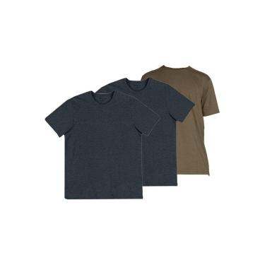 Imagem de Kit com 3 Camisetas Masculina Hering 201 Azul Marinho-Masculino