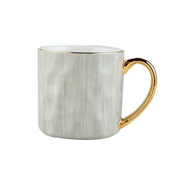 Imagem de EPOTRDCV Caneca de café de cerâmica com alça dourada, xícara de chá, café com leite, chá gelado, 300 ml