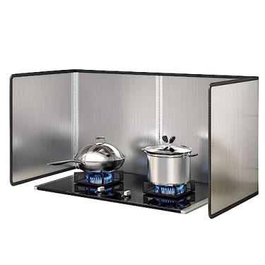 Imagem de HYUIO Protetor contra respingos de graxa, painel de proteção contra respingos de aço inoxidável para fogão de cozinha, protetor dobrável de 4 lados, tela antirespingos