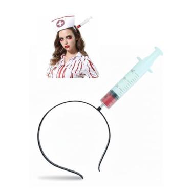 Imagem de Tiara de Halloween com Seringa Acessório Divertido Ilusão Perfeita Fantasia Clássica