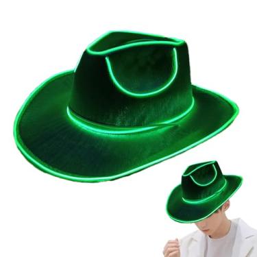 Imagem de Chapéu de cowboy de LED, chapéus de vaqueira brilhantes para mulheres e homens, chapéus de neon com glitter, bonés de cowboy modernos para aniversário de discoteca