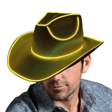 Imagem de Chapéu de cowboy de LED, chapéus de vaqueira brilhantes para mulheres e homens, chapéus de neon com glitter, bonés de cowboy modernos para aniversário de discoteca
