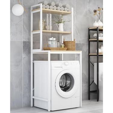 Imagem de HYUIO Prateleira de armazenamento de 3 camadas sobre a máquina de lavar e secar roupa para economizar espaço B181 x 60 x 70 cm