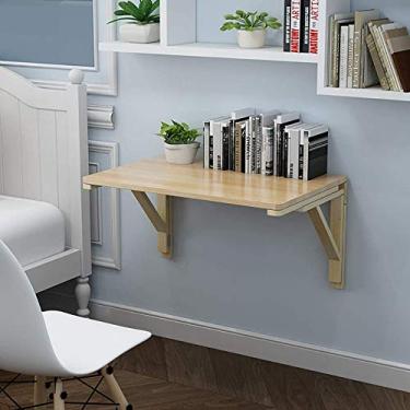 Imagem de Mesa dobrável montada na parede, pinho, mesa de jantar dobrável/mesa/mesa de computador/prateleira, suporte duplo de madeira, 100 x 40 cm