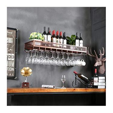 Imagem de Bar rack de copo de vinho de cabeça para baixo rack de vidro de vinho industrial criativo rack de garrafa de vinho pendurado vento é rack de vinho material sintético (cor: latão, tamanho: 120 * 35 cm)