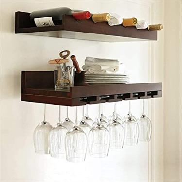 Imagem de Prateleira de vinho nórdica retrô de madeira maciça prateleira de parede para pendurar na parede armário de vinho cremalheira criativa para copos de uva branco vida interessante