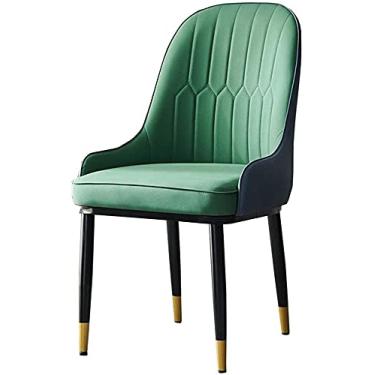 Imagem de Cadeiras de móveis de sala de jantar para cozinha, cadeiras de jantar, cadeiras modernas de couro PU com encosto alto, assento macio, cadeiras de sala de estar, cadeira de maquiagem de perna de metal