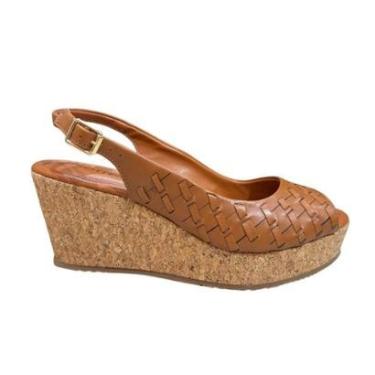 Imagem de Sandália Bottero Anabela 372803 Couro Feminina Fivela 7cm Ca-Feminino