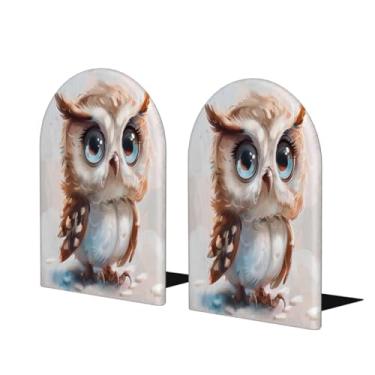Imagem de Coruja animal bonito grande suporte de livros de madeira decorativo antiderrapante resistente terminais de livros para escritório mesa de escritório casa biblioteca escola estudo decoração divisórias