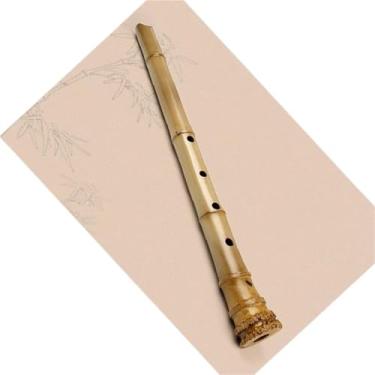 Imagem de Flauta de bambu vintage 1,8 shakuhachi instrumento de madeira para flauta de 5 furos com raiz