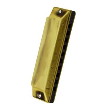 Imagem de Gaita profissional toca ouro metal corpo 10 furos blues diatônica em chave C para iniciantes