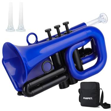 Imagem de PAMPET DOLPHIN Trompete de Bolso Plástico Bb Trompete Padrão para Estudante Iniciante Bb Trompetes Instrumento (Azul)