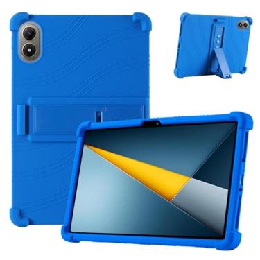 Imagem de Capa para tablet Xiaomi Poco Pad M1 de 12,1 polegadas – Capa protetora de silicone à prova de choque com suporte, estilo comercial resistente a quedas (azul)