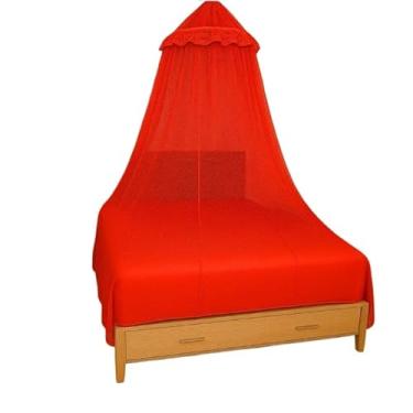 Imagem de Mosquiteiro de Teto Rendinha Casal, Queen e Solteiro com Elástico – Proteção Contra Mosquitos e Toque Decorativo(vermelho,Box Queen)