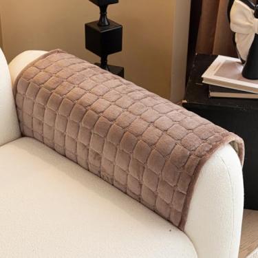 Imagem de MDSASFD Capa de sofá de veludo seccional lavável, antiderrapante para apoio de braço e encosto, capas protetoras de móveis para animais de estimação e crianças (1 peça, preta, 90 x 35 cm, assento