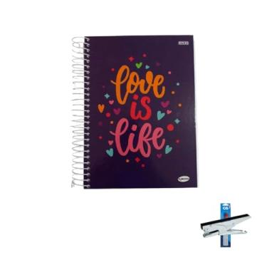Imagem de Kit Caderno Feminino 20 Matérias Capa Dura 400 Folhas + Caneta Esferográfica 0.7mm + Grampeador Alicate HP45