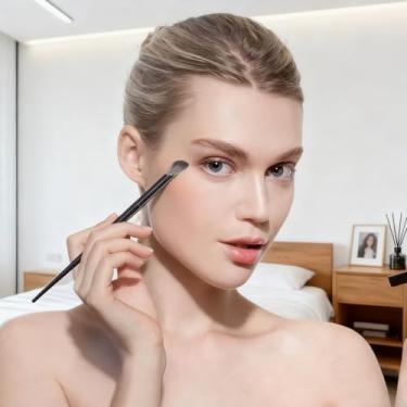 Imagem de 1 pincel profissional de maquiagem macio para base de sobrancelha, sombra de nariz, sombra, cosméticos femininos (pincel de sombra)