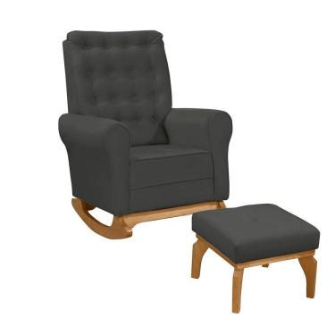 Imagem de Poltrona De Amamentação E Balanço Páris C/ Puff Veludo Grafite