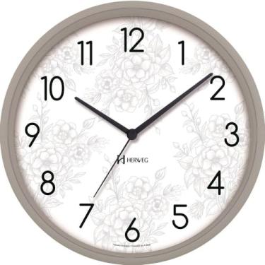 Imagem de Relógio de Parede Quartz Floral Cinza