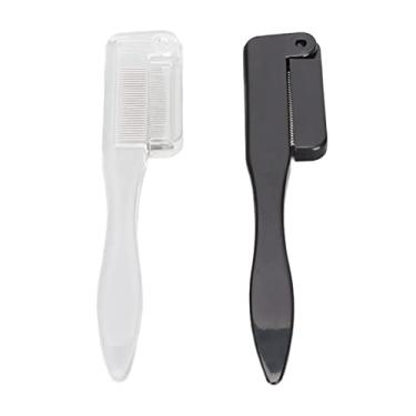 Imagem de Pente de cílios dobrável de aço inoxidável, aplicador de rímel para sobrancelhas, 2 peças