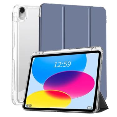 Imagem de SFFINE Capa para iPad (A16) 11ª geração 11 polegadas 2025/iPad 10ª geração 11 polegadas 2022, capa magnética inteligente com suporte para lápis, parte traseira transparente transparente, despertar