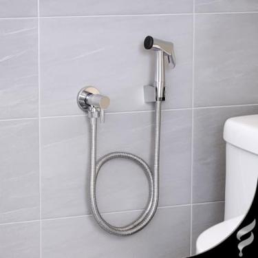 Imagem de Ducha Higiênica Banheiro Lavabo Completa Cromado Metal1/4 de Volta – Gatilho em Metal, Mangueira 1,20m, Acabamento Moderno e Alta Durabilidade