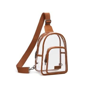 Imagem de Wrangler Bolsa tiracolo transparente para mulheres, aprovada em estádios, bolsa transversal para eventos esportivos e shows, Grande-marrom