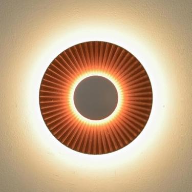 Imagem de Luminária de parede LED 12W (5W+7W) moderna com design de halo, redonda, à prova d'água IP65, para uso externo, 3000K, com 2 chamas, ideal para quarto, sala de estar e varanda, dourada.