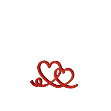 Imagem de Estatueta Coração Romance 23cm - Decoração Casal Amor Eterno Enfeite para Mesa Quarto Prateleira(vermelho)