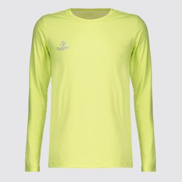 Imagem de Camiseta Térmica Topper Classic UV50 Manga Longa Juvenil Verde, 10 ANO