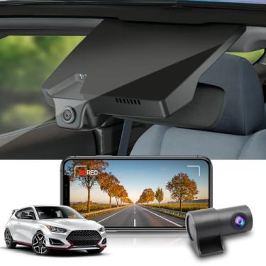 Imagem de Fitcamx Frente 2160P+Traseiro 1080P Dash Cam Adequada para 2019-2022 Hyundai Veloster & Veloster N com Auto Dimming, OEM Olhar, DUAL HD Vídeo, WiFi, Loop Gravação, G-Sensor, Plug&Play, 128GB Cartão