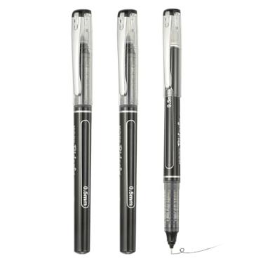 Imagem de PATIKIL Caneta esferográfica de tinta líquida preta, 3 peças de grande capacidade de secagem rápida de 0,5 mm canetas de ponta fina, para escritório, arte, artesanato, scrapbooks, desenho, diário