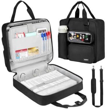 Imagem de Fichário de zíper com 3 anéis com janela ITA, capacidade para 700 folhas, fichário de 7 polegadas com alça de ombro para laptop de 13 polegadas para escola e escritório, preto