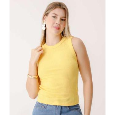Imagem de Blusa Regata Feminina Canelada Marisa-61092, Amarelo, M