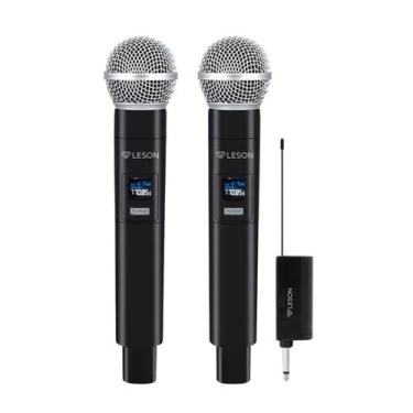 Imagem de Microfone Sem Fio Duplo Ls-302 2.4ghz Preto Leson