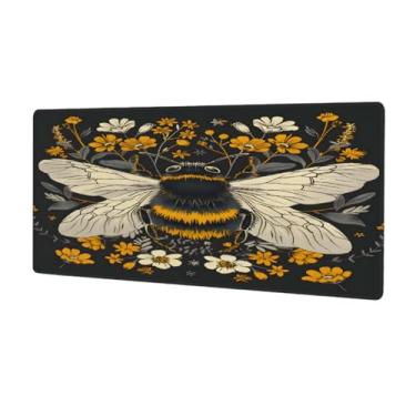 Imagem de Tapete de rato grande com flores fofas para computador à prova d'água com base de borracha antiderrapante para escritório, computador, teclado, laptop e mesa de casa, tapete de rato, 80 x 30 cm