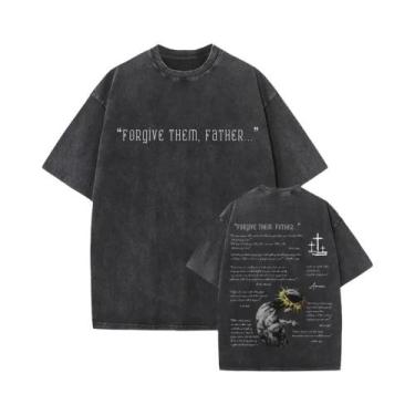 Imagem de Camiseta Religiosa Vintage Lavada Y2K Christian Jesus Forgive Them Fat