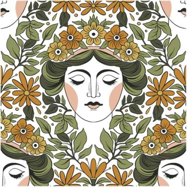 Imagem de Luvdecor Papel de parede vintage floresta verde boho removível texturizado papel de parede para banheiro locatário papel de contato amigável para quarto decoração de casa 44,5 x 299,7 cm