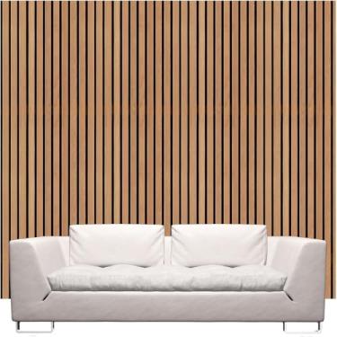 Imagem de Papel De Parede Premium Ripa Ripado Acústico Madeira Lavável Sala Quarto Painel Autoadesivo Fácil Aplicação Lavavel 5,00x0,45cm
