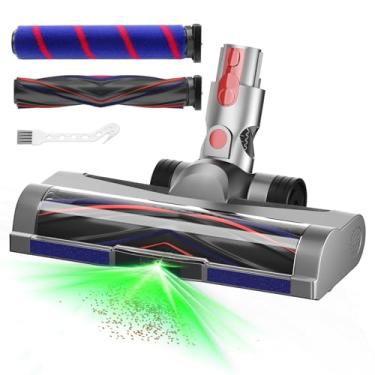 Imagem de Substituição de cabeça de aspirador de pó de luz verde LED para aspirador de pó sem fio Dy-son V7 V8 V10 V11 V15, acessórios de cabeça de liberação rápida com 2 escovas de rolo antiembaraço e macias