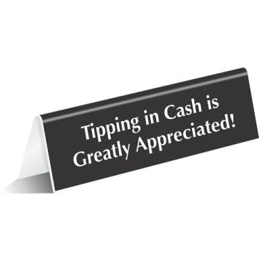 Imagem de SmartSign Placa Tipping In Cash Is Greatly Appreciated, placa de mesa acrílica em forma de V de 5 cm x 15 cm para restaurantes, cafés, recepções, eventos, placa de balcão impressa dupla face, feita